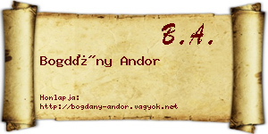 Bogdány Andor névjegykártya
