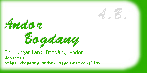 andor bogdany business card
